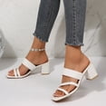 thumbnail image 3 of Rokment Ladies Metallic Chunky Block High Heels Slip on Open Back Dressy Sandals Business Office Leather Squaret Toe Slides Dress Pumps for Woman, 3 of 6