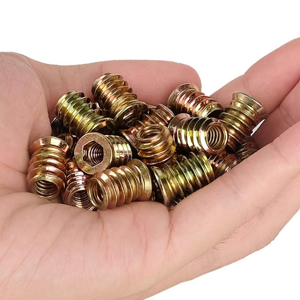100pcs 1/4inch-20 X 15mm Furniture Screw in Nut Threaded Wood Inserts Bolt Faste for sale online 