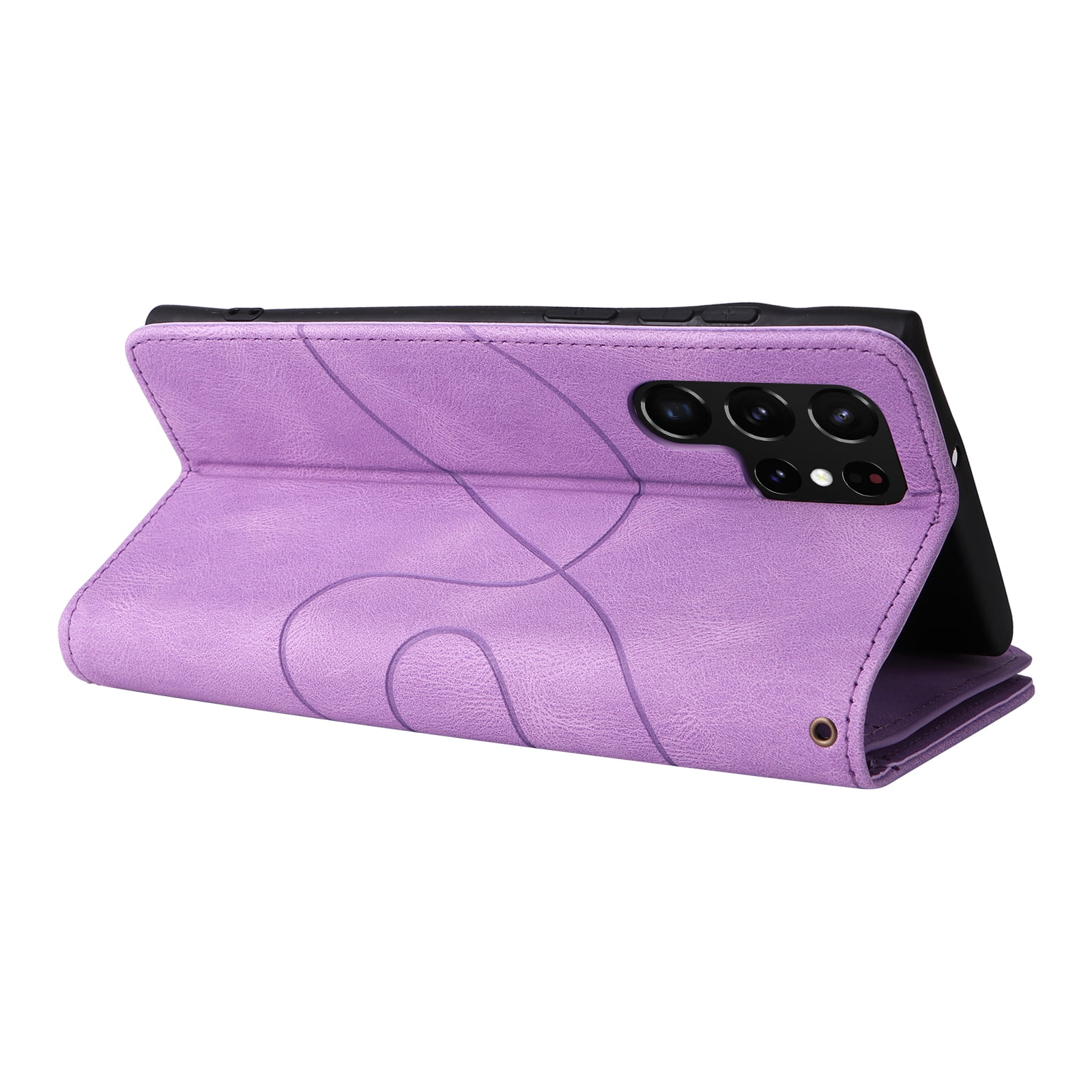 Dteck for Samsung Galaxy S23 Ultra Case Wallet with 9 Card Slots, Zipper Pocket PU Leather Folio Flip Phone Case with Wristlet Strap for Samsung Galaxy S23 Ultra 6.8 Inch, Purple