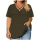 thumbnail image 2 of Hecho para Más Camisa Mujeres de Cuello en V de Gran Tamaño de Manga Corta Top Sólido, Base de Verano Deportivo Tee para el Uso Diario Y Casual Del Hogar, Bastidor de Imitación Ligero, 2 of 7