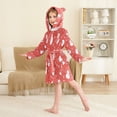 thumbnail image 4 of FORMRS Niños Bathrobe Unisex Hooded Robe Soft Plush Pajamas Sleepwear, Size 7-9T, Red Snowman, 4 of 7