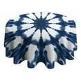 thumbnail image 4 of Blue Tie Dye Star Pattern Round Tablecloth 60"x60",Wrinkle Wipeable Table Cloth for Kitchen Dining Room Picnic Patio Party, 4 of 6