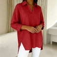 thumbnail image 5 of Luvrsol Dressy Tops for Women Solid Tunic Length Long Sleeve Top Soft Cotton Loose Casual Outfits S-2XL, 5 of 5