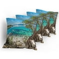 thumbnail image 5 of Ambesonne Romantic Throw Pillow Cover 4 Pack, Tahoe Snowy Mountain, 16", Pale Blue Green Eggshell, 5 of 7