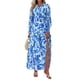 thumbnail image 1 of Vestido PRETTYGARDEN 2025 Floral Azul Maxi Manga Larga Talla L, 1 of 8