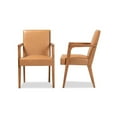 thumbnail image 4 of Baxton Studio Andrea Mid-Century Modern Tan Faux Leather Upholstered and Walnut Brown Finished Wood 2-Piece Armchair Set, 4 of 6