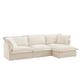 thumbnail image 5 of Convertible 3 Seater Deep Seat Sofa , Chenille Sectional Sofa Couch with Slip-cover and Ottoman, Comfortable L Shape Couch with Back Cushion and Pillow for Living Room, Apartment, Beige, 5 of 7