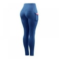 thumbnail image 2 of 2021 Ladies High Waist Sports Yoga Trousers Quick-drying Breathable Stretch Compression Cropped Pants Blue#01, 2 of 5