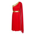 thumbnail image 3 of YiZYiF Robe de Danse de Louange pour Femmes une Épaule Tunique de Danse Contemporaine Lyrique Rouge m, 3 of 7