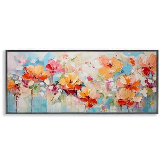 Stupell Industries Modern Flowers with Paint Drip Black Framed Giclee Art, 30 x 13, by Gina Kelly