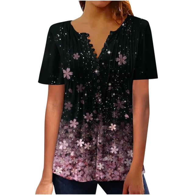 Birdeem Femmes Mode Décontractée Chemises Imprimées Manches Courtes T-Shirt Ample Hauts Tunique Blouse