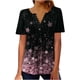 thumbnail image 2 of ICHUANYI ClearanceWomen Fashion Casual Printing Short Sleeve Loose Tee Tops Tunic Blouse(Pink, L) ICHUANYI WER20232080500491, 2 of 5