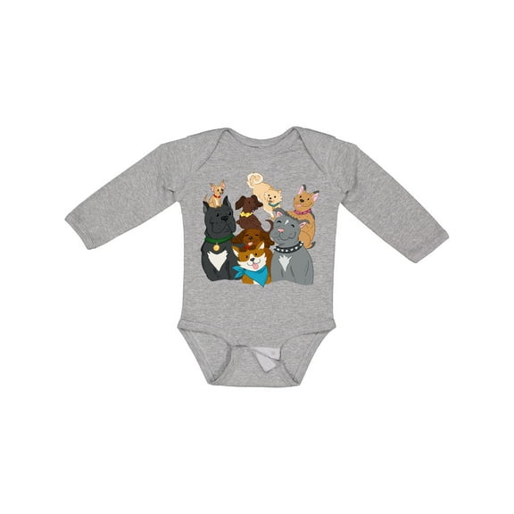 Inktastic Happy Dog Family Boys or Girls Long Sleeve Baby Bodysuit