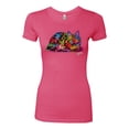 thumbnail image 2 of Wild Bobby, Colorful Rainbow Cat Animal Lover Womens Slim Fit Junior Tee, Hot Pink, 2XL, 2 of 3