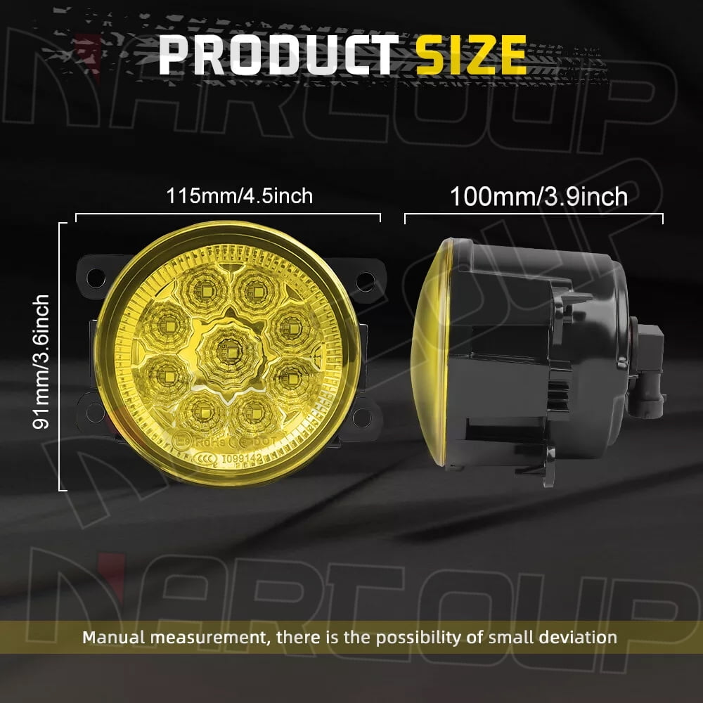 Pair Round LED Fog Lights for Ford Explorer 2011-2015, 55W 3500K Amber Yellow Off-Road Lamps Black Front Bumper LED Fog Lights