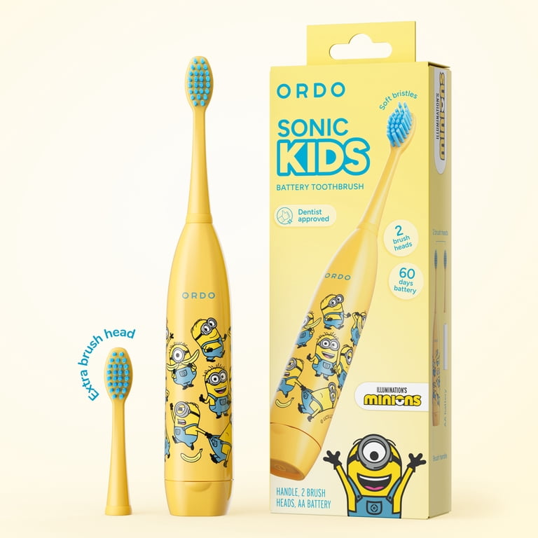 Ordo Sonic Kids Battery Toothbrush, Minions Yellow, Waterproof