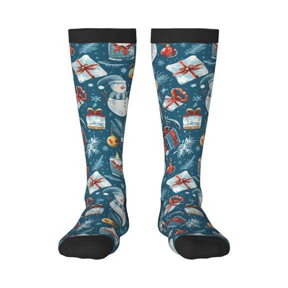 Hirioo Christmas Snowman Gift for Adult Stockings Breathable Sock Non-Pilling,Contrasting Color Design