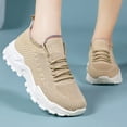 thumbnail image 2 of Daznico Women's Breathable Mesh Sneakers - Slip-On Walking Shoes with Thick Cushioned Sole for All-Day Comfort,Color:Khaki,Size:6.5, 2 of 9