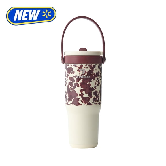 Reduce 24oz Chiller Go Travel Tumbler with Bucket Handle, Lid & Flip Up Straw, Insulated Stainless Steel, Cowhide