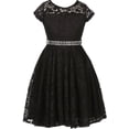 thumbnail image 1 of Lovely Floral Lace Rhinestones Skater Party Easter Flower Girl Dress for Little Girl Black 2 JK19.88S BNY Corner, 1 of 4