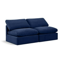 Meridian Furniture Indulge 70" Contemporary Velvet Modular Sofa in Navy