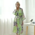 thumbnail image 3 of Kimono Yukata Sleepwear With Belt Satin Silk For, 3 of 5