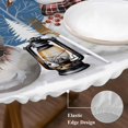 thumbnail image 3 of Blue Christmas Round Tablecloth, Fitted Table Cover with Elastic for 45"-54" Round Tables, Snowman Snowflake Winter Birds Table Cloth Outdoor Indoor Dinning Party Waterproof Tablecloths, 3 of 7