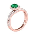 thumbnail image 3 of Mauli Jewels Rings for Women 1.15 Carat Diamond And Oval Shape Emerald Ring 4-prong 10k Rose Gold, 3 of 7