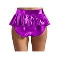 thumbnail image 2 of Miaeowve Womens Shiny Metallic Mini Skirt Pleated Hem Disco Hot Pants For Rave Party Night Club Purple M, 2 of 5