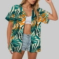 thumbnail image 2 of TTUHYWXI Hawaiian Shirts for Women Tropical Shirt Summer Beach Hawaii Button Down Short Sleeve Blouses Floral Tops Hawaii Outfits 2025 (Dark Green, M), 2 of 5