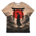 thumbnail image 3 of LAOLIUSN Men’s All Over Print Graphic T-Shirt, Japanese Samurai Ronin Katana Rising Sun Torii Dragon Sakura 3D Printed Streetwear Tee, Short Sleeve Crewneck, S-4XL, 3 of 7