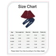 thumbnail image 2 of 12 Months Toddler Baby Girls Clothes Baby Girls Outfits 12-18 Months Baby Girls Long Sleeve Round Neckline Ruffle Top Jeans Pants 2PCS Set Red, 2 of 9