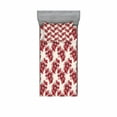 thumbnail image 2 of Ambesonne Floral Fitted Sheet & Pillow Sham Set, Birth of the Nature Design, Full, Ruby Pale Pink Cream, 2 of 3