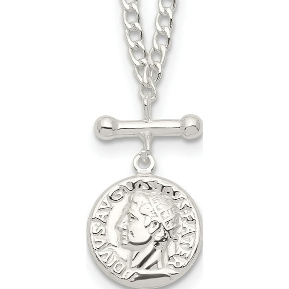 Sterling Silver Replica Roman Coin Necklace (18 X 4.04) Made In Italy qg5991-18