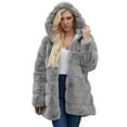 thumbnail image 2 of IROINNID Women's Winter Warm Mid-Long Coat Solid Color Open Front Long Sleeve Outwear, Gray, 2 of 9