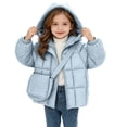 thumbnail image 3 of THDHVS Hoodies for Girls,Girls Solid Thick Quilted Puffer Jacket Hooded Long Sleeve with Bag Set Winter,Girls Hoodies Light Blue 18-24 Months, 3 of 10