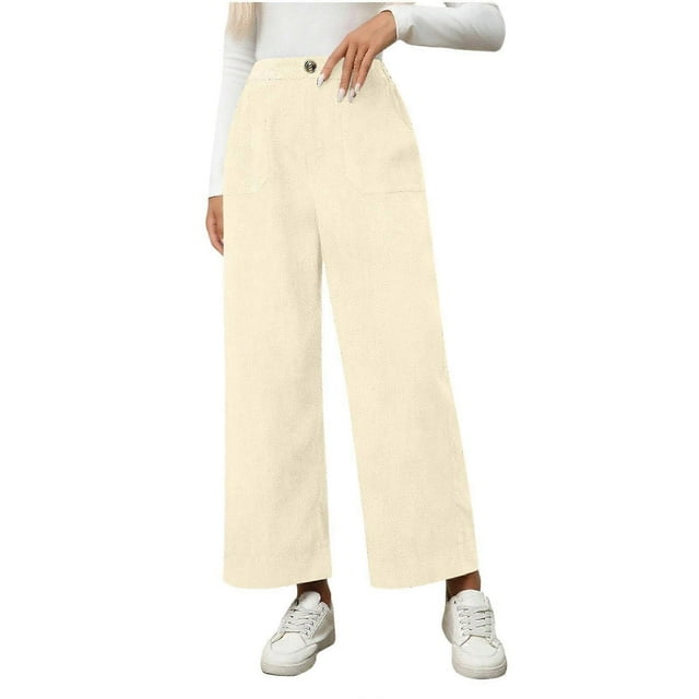 Women's Corduroy Casual High-Waisted Loose Wide-Leg Pants Business Formal Trousers with Belt and Pockets Sky Blue XXL