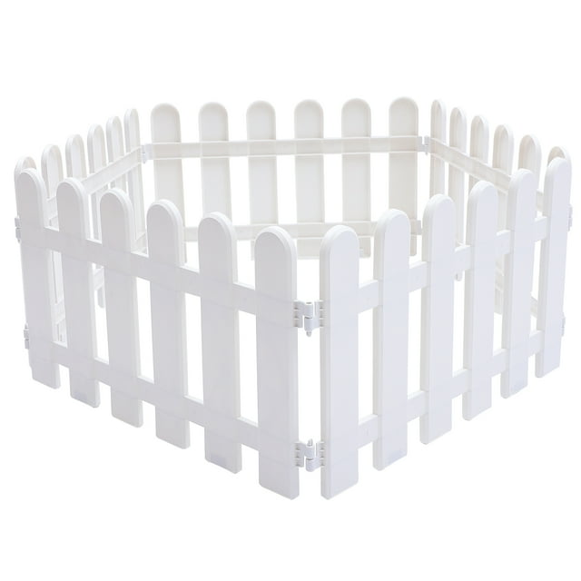 Miangastore 5Pcs Garden Picket Fence Plastic White Edgings Decorative Landscape Path Panels
