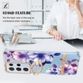 thumbnail image 2 of Compatible for Samsung Galaxy S21 Ultra Case with Ring Kickstand Holder Clear Floral Pattern Hybrid PC TPU Shockproof Protective Phone Case Cover for Galaxy S21 Ultra Women Girls, Purple Flower, 2 of 5