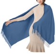 thumbnail image 5 of Women Knitted Triangle Shawls and Wraps Cold Weather Neck Warmer Solid Color Shawl Scarf Dark Blue One Size, 5 of 5
