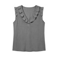 thumbnail image 5 of WRFWUL Womens Cotton Linen Sleeveless Tank Tops Trendy Ruffle V Neck Button Down Vest Elegant Casual Summer Gauze Blouses, 5 of 5