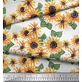 thumbnail image 2 of Soimoi White Velvet Fabric Leaves & Sunflower Floral Printed Craft Fabric by the Yard 58 Inch Wide, 2 of 3