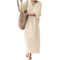 thumbnail image 1 of B91xZ Spring Summer Dress Patchwork Crewneck Short Sleeve Pullover Tops Flowy Pleated Sweatshirt Mini Dress,Khaki S, 1 of 5