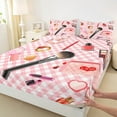 thumbnail image 3 of Manfei Girl Cosmetics Queen Sheet Sets,Eye Shadow Lipstick Flat Sheet,Chic Diamond Ring Queen Fitted Sheet For Princess,Microfiber Bedroom Decor,4-Piece, 3 of 7