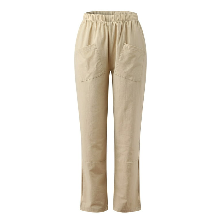LEEy-World Panties for Women Women's High Waist Plicated Detail Pants  Straight Leg Work Office Casual Trousers Khaki,XL 