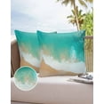 thumbnail image 6 of Pack of 2 Outdoor Pillow Covers, Summer Teal Ocean Beach Pattern Waterproof Square Throw Pillowcase Cushion Decorative Pillow Covers for Couch Patio Tent, 16x16 in, 6 of 6