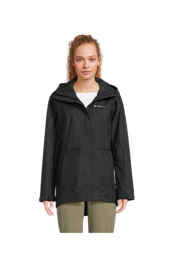 Women's Hikebound II Long Athletic Shell Jacket, Waterproof Omni-Tech Fabric, Adjustable Hood and Waist, Black, Medium, 2113901-010