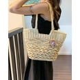 thumbnail image 6 of Straw Tote Bag for Women Summer Vacation Beach Handbags Boho Rattan Woven Shoulder Purse Zipper Closure, 6 of 8