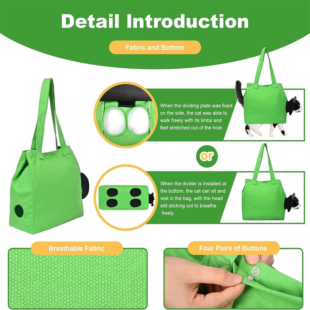 Cat Walking Bag Carrier with Leg Holes,Portable Pet Cat Carrier Tote for Easy Travel,,Cat Bag, Bag Carrier Walker with Leg Holes,with Secure Restraint System,for Traveling or Shopping