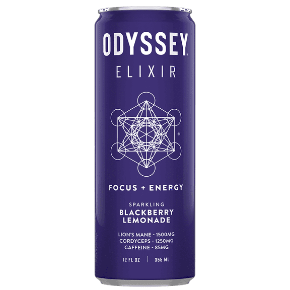 Pack of 12, Odyssey Elixir Blackberry Lemonade Sparkling Energy Drink, 12 fl oz